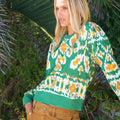 Lori Sweatshirt Ikat Emerald - Electric & Rose - COLOR GAME