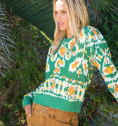 Lori Sweatshirt Ikat Emerald - Electric & Rose - COLOR GAME