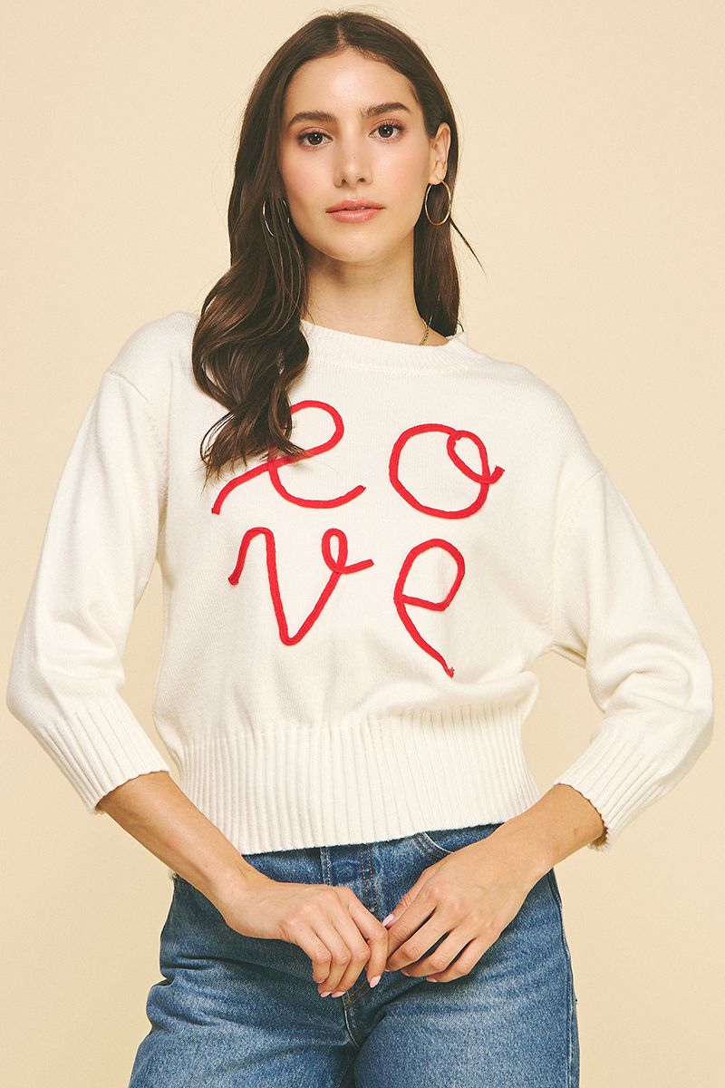 Love Letter Embroidered Sweater - Pinch - COLOR GAME