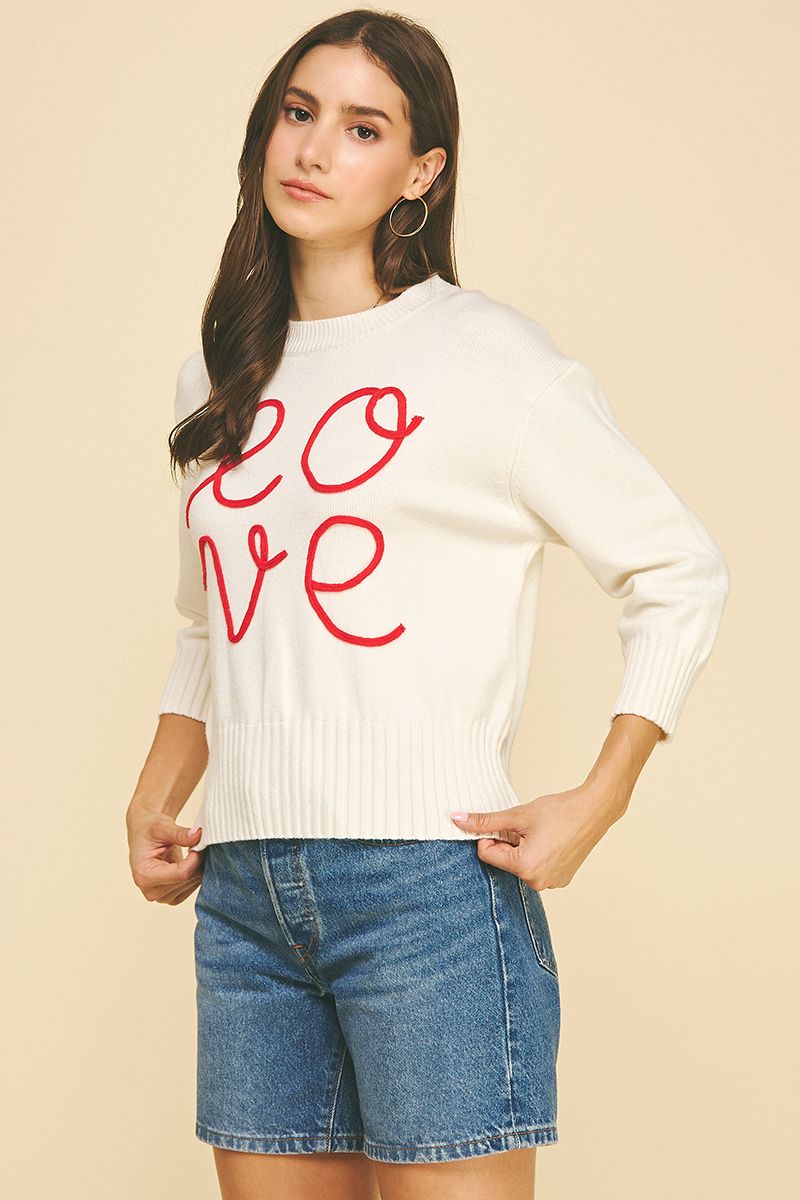 Love Letter Embroidered Sweater - Pinch - COLOR GAME