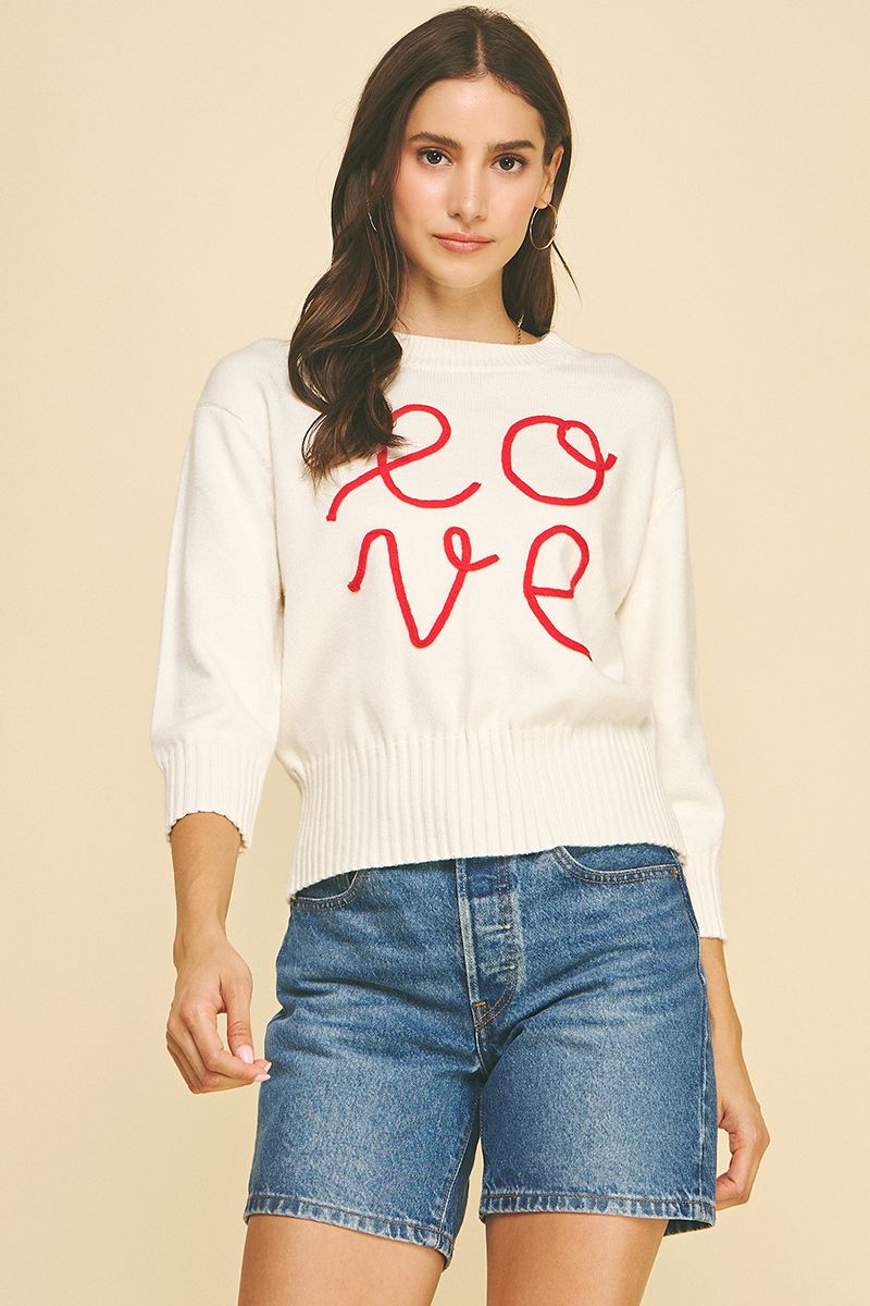 Love Letter Embroidered Sweater - Pinch - COLOR GAME