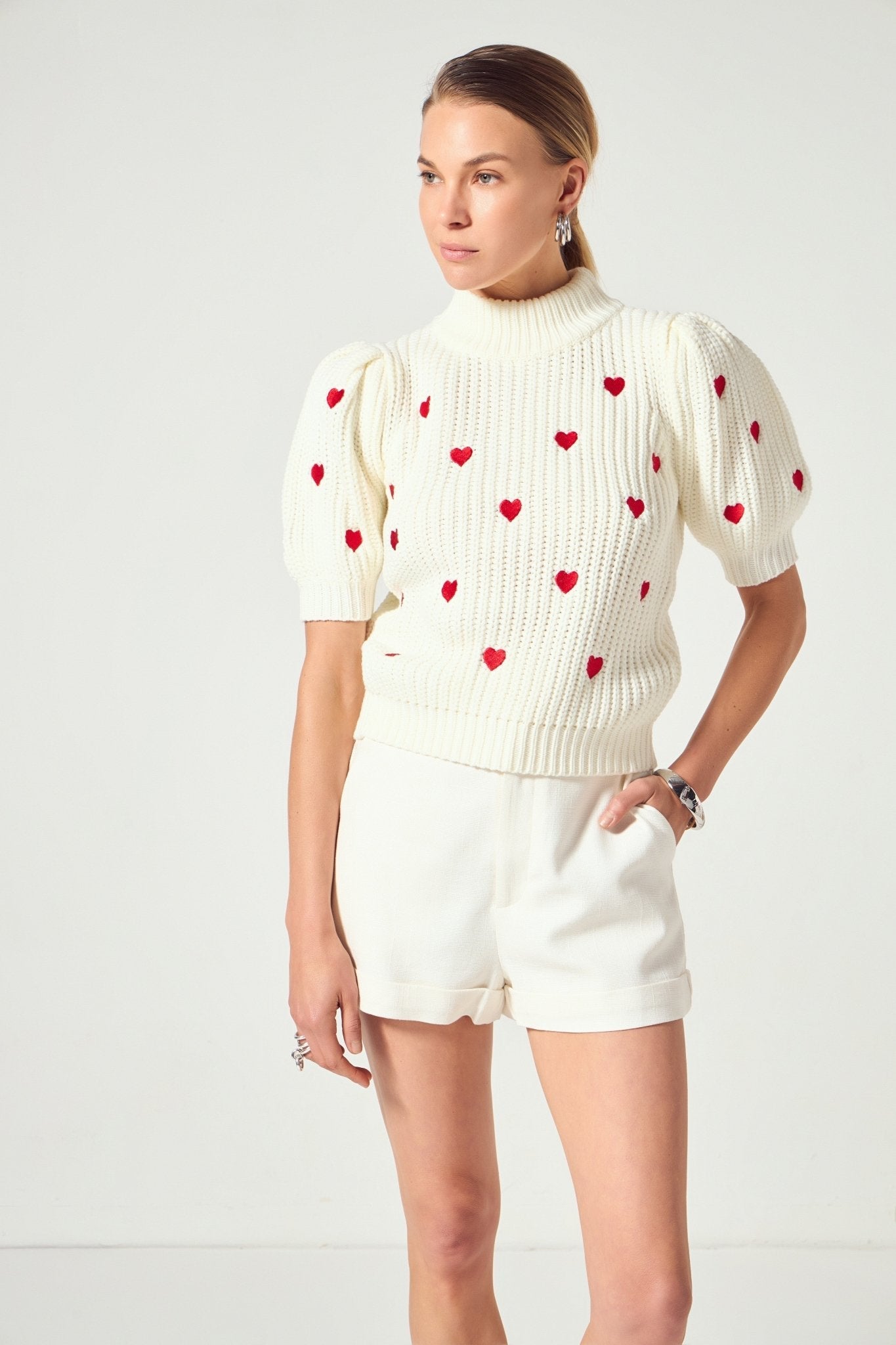 Lucy Embroidered Heart Sweater - English Factory - COLOR GAME
