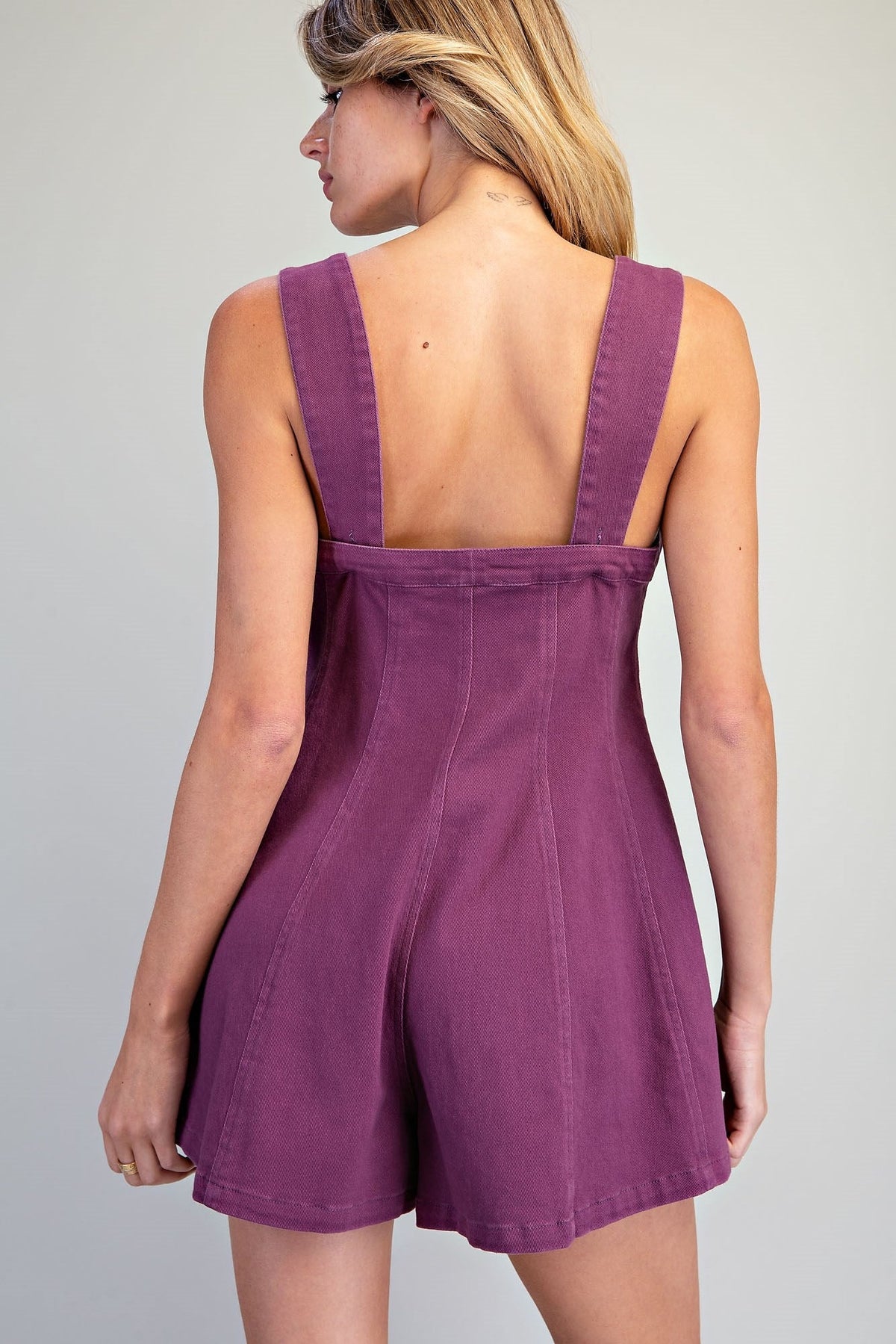 Maisy Sleeveless Flared Denim Romper - Color Game - COLOR GAME