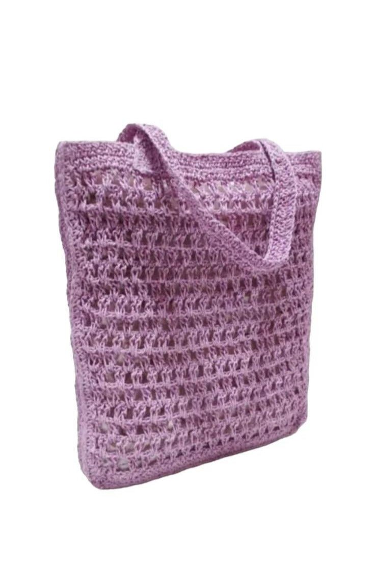 Mali Lavender Raffia Tote Bag - Guadalupe Design - COLOR GAME