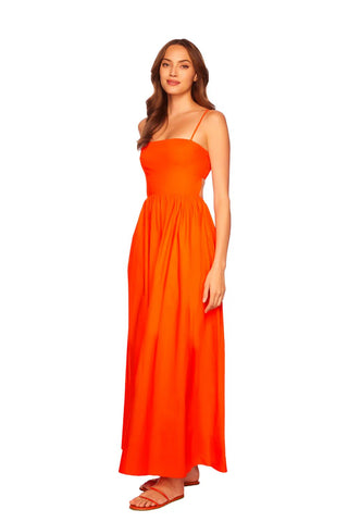 Mandarin Poplin Open - Back Maxi Dress - Susana Monaco - COLOR GAME