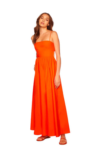 Mandarin Poplin Open - Back Maxi Dress - Susana Monaco - COLOR GAME