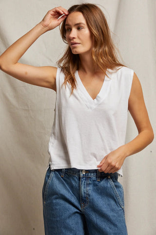 Margot V-Neck Tank White - perfectwhitetee - Color Game