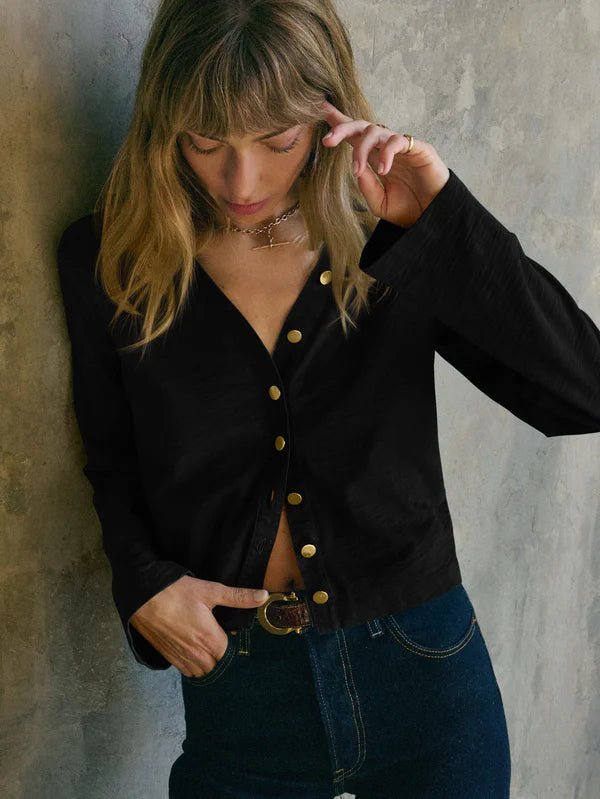 Marlowe Black Long Sleeve Top - Nation LTD - COLOR GAME