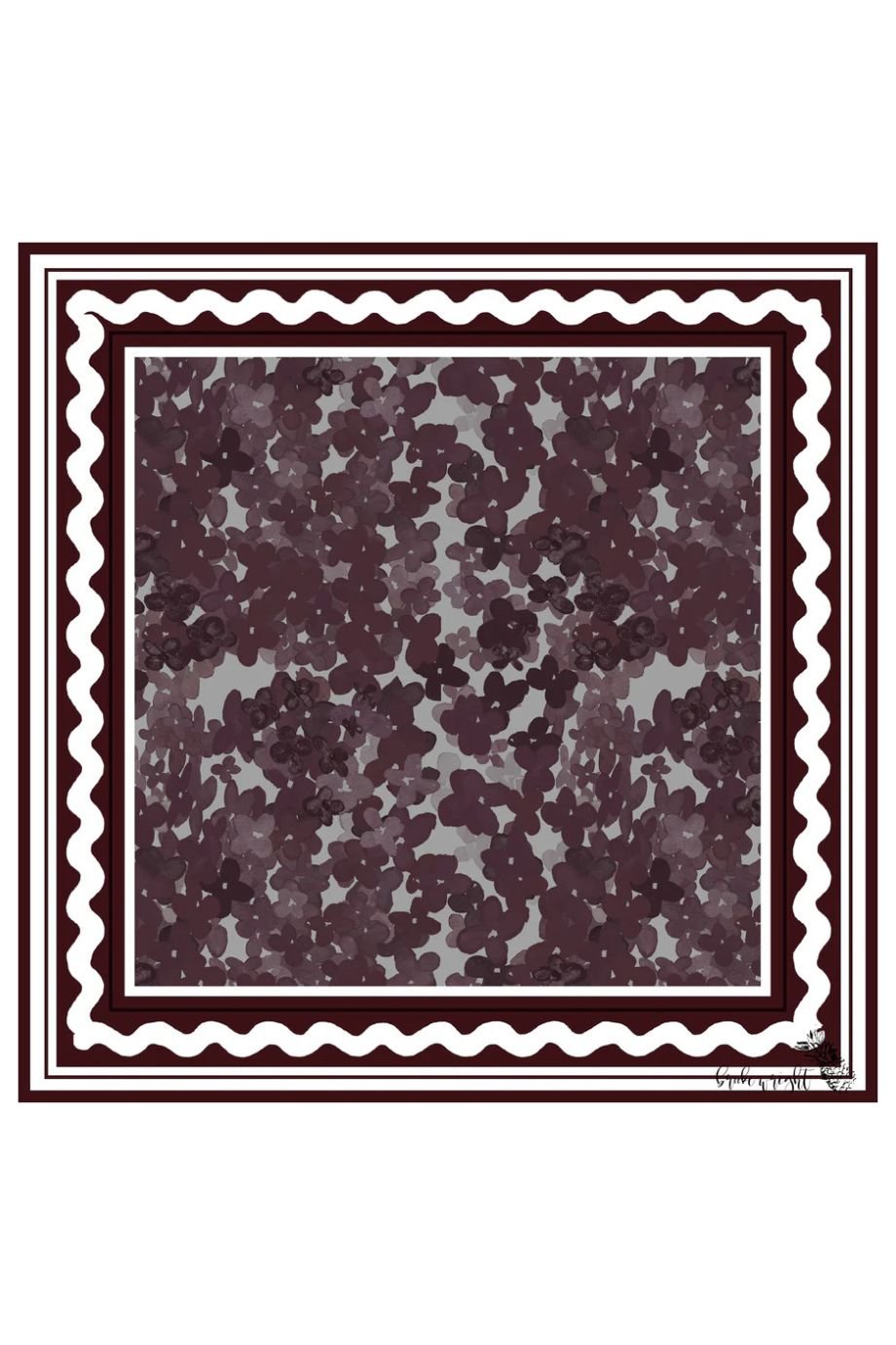 Maroon Ditzy Floral Silk Print Scarf - Brooke Wright - COLOR GAME