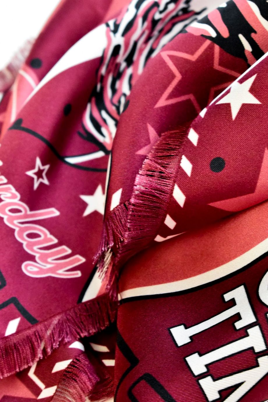 Maroon Fringed Spirit Scarf - Saturday Silks - COLOR GAME