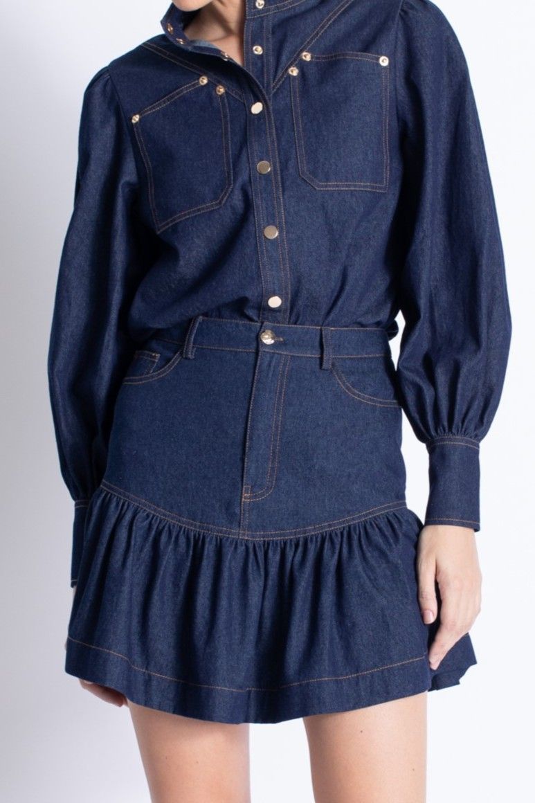 Maverick Denim Mini Skirt - Karina Grimaldi - COLOR GAME