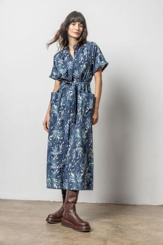 Maxi Button Down Dress Petrol Print - Lilla P - COLOR GAME