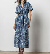 Maxi Button Down Dress Petrol Print - Lilla P - COLOR GAME