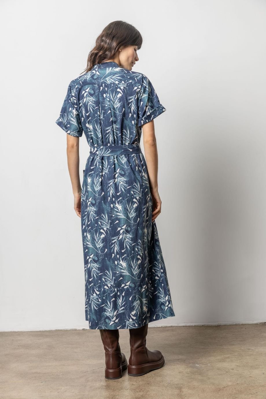 Maxi Button Down Dress Petrol Print - Lilla P - COLOR GAME