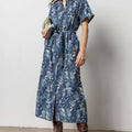 Maxi Button Down Dress Petrol Print - Lilla P - COLOR GAME