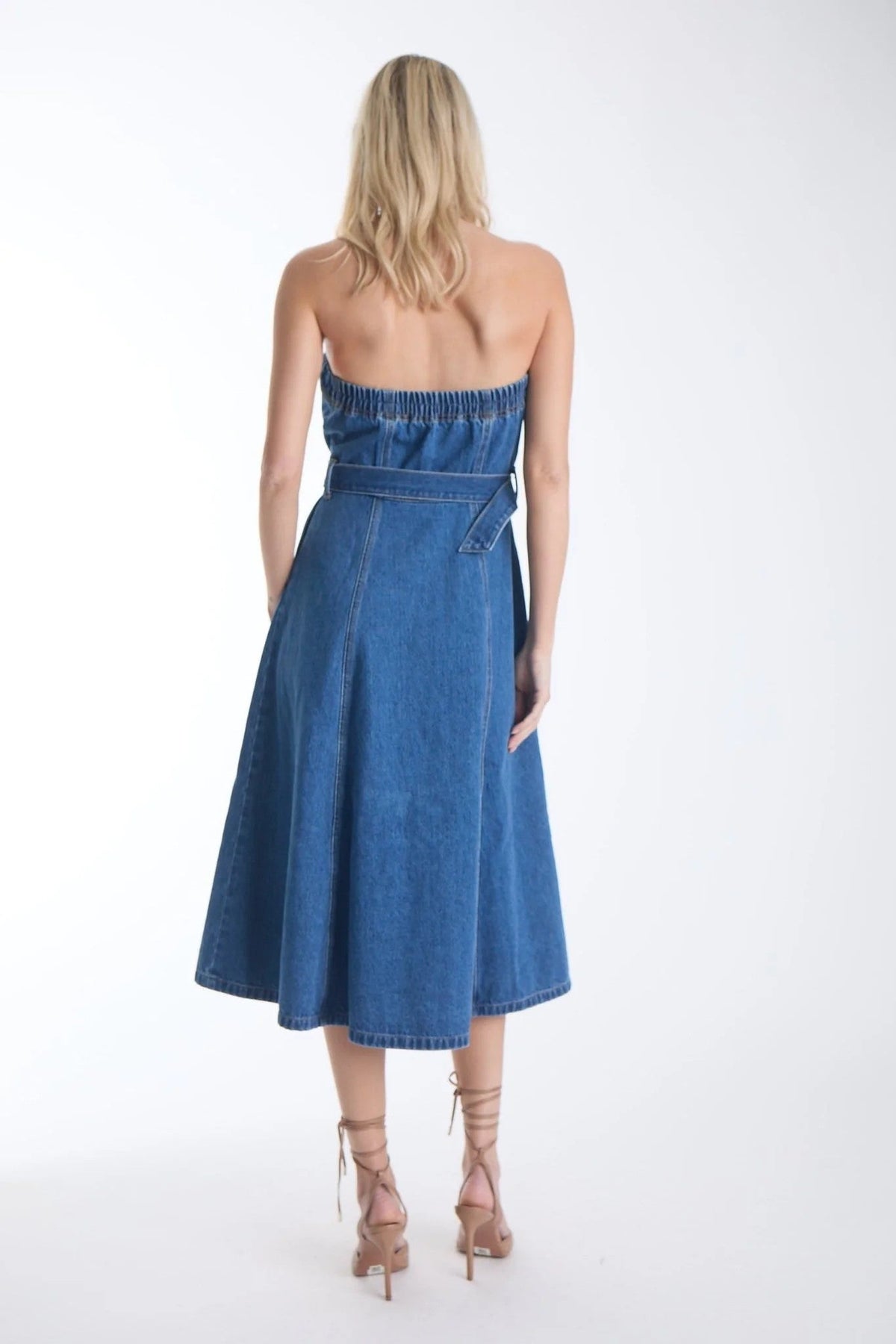 Mica Strapless Denim Midi Dress - Karina Grimaldi - COLOR GAME