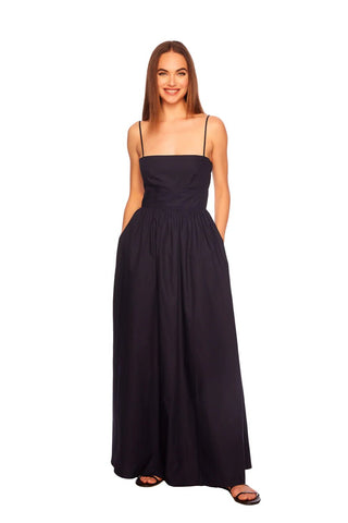 Midnight Poplin Open - Back Maxi Dress - Susana Monaco - COLOR GAME