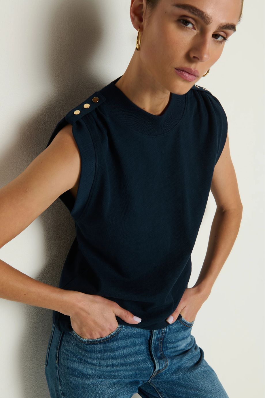 Mikka Buttoned Shoulder Tank - Nation Los Angeles - COLOR GAME