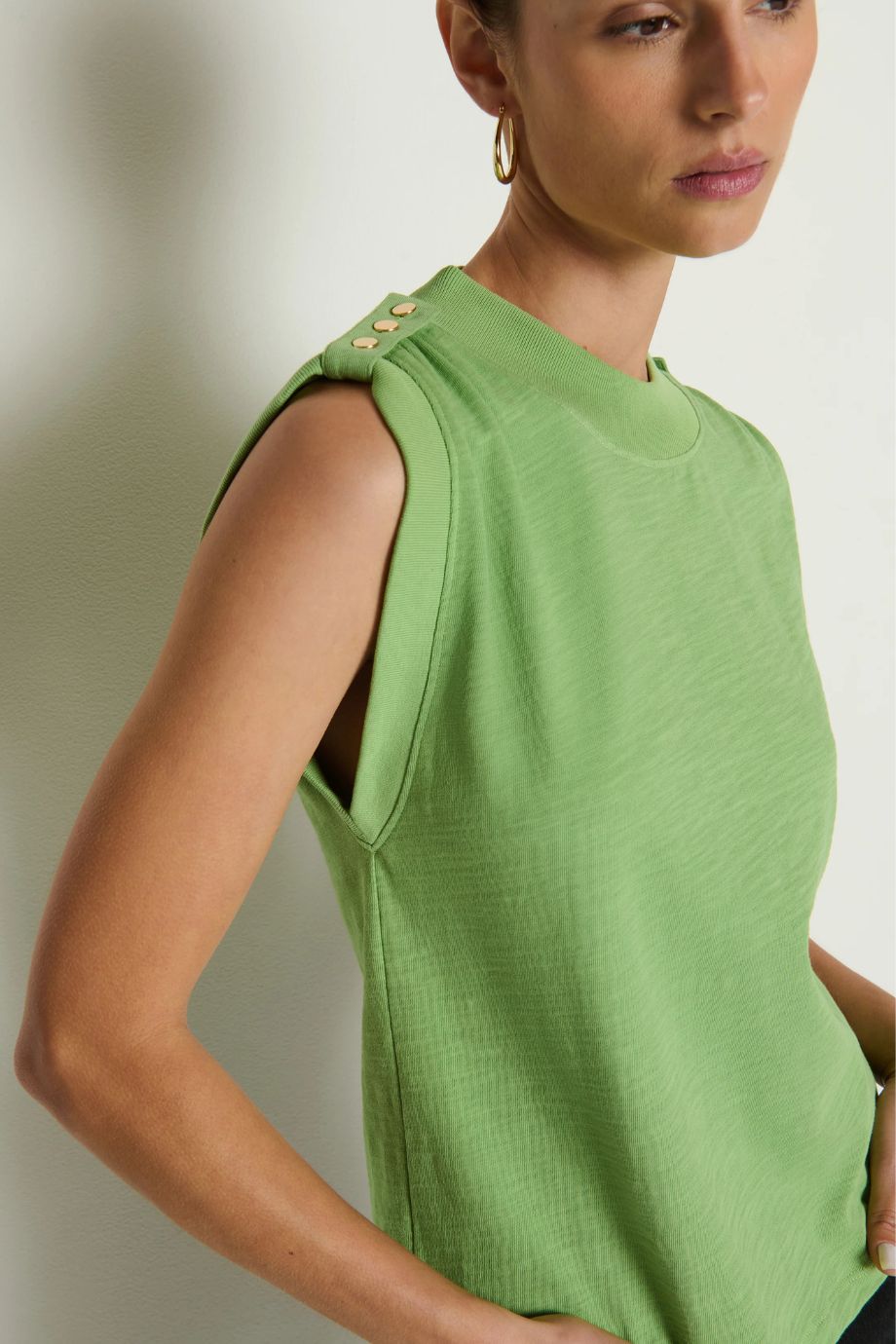 Mikka Buttoned Shoulder Tank Cactus - Nation Los Angeles - COLOR GAME