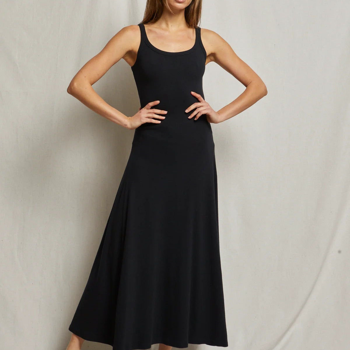 Mimi Ribbed Jersey Tank Dress True Black