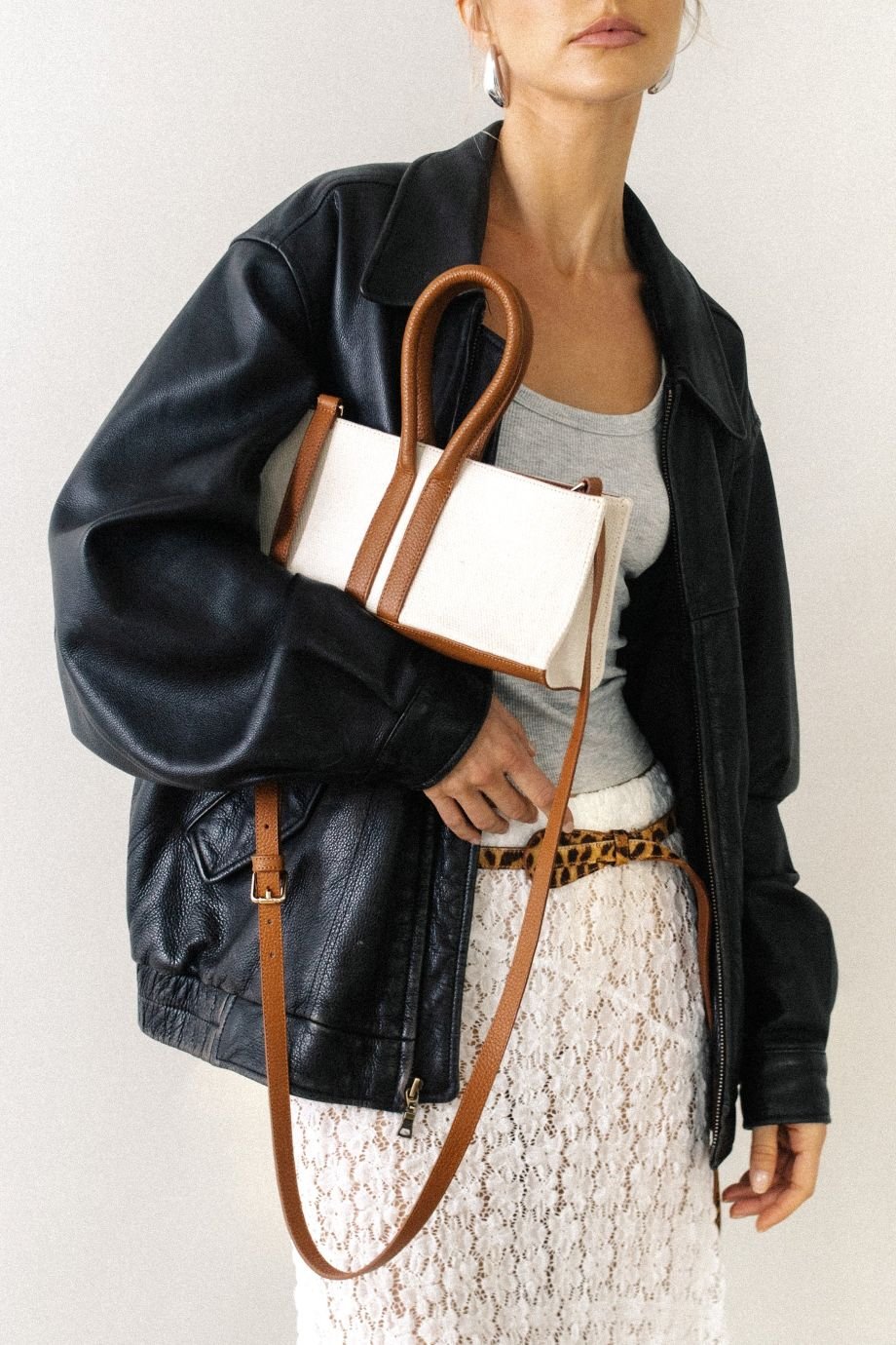 Mini Sally Canvas Tote Caramel - Mesch - COLOR GAME