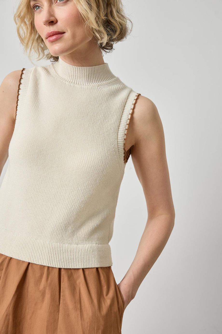 Mixed Media Mock Neck Dress Rope - Lilla P - COLOR GAME