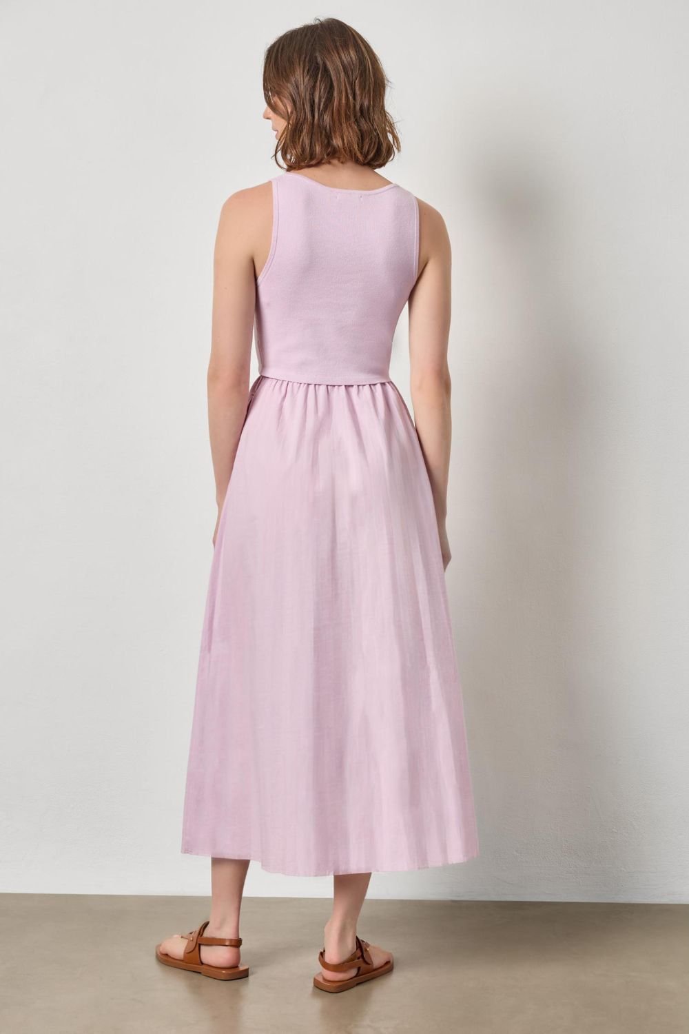 Mixed Media Scoop Neck Dress - Lilla P - COLOR GAME