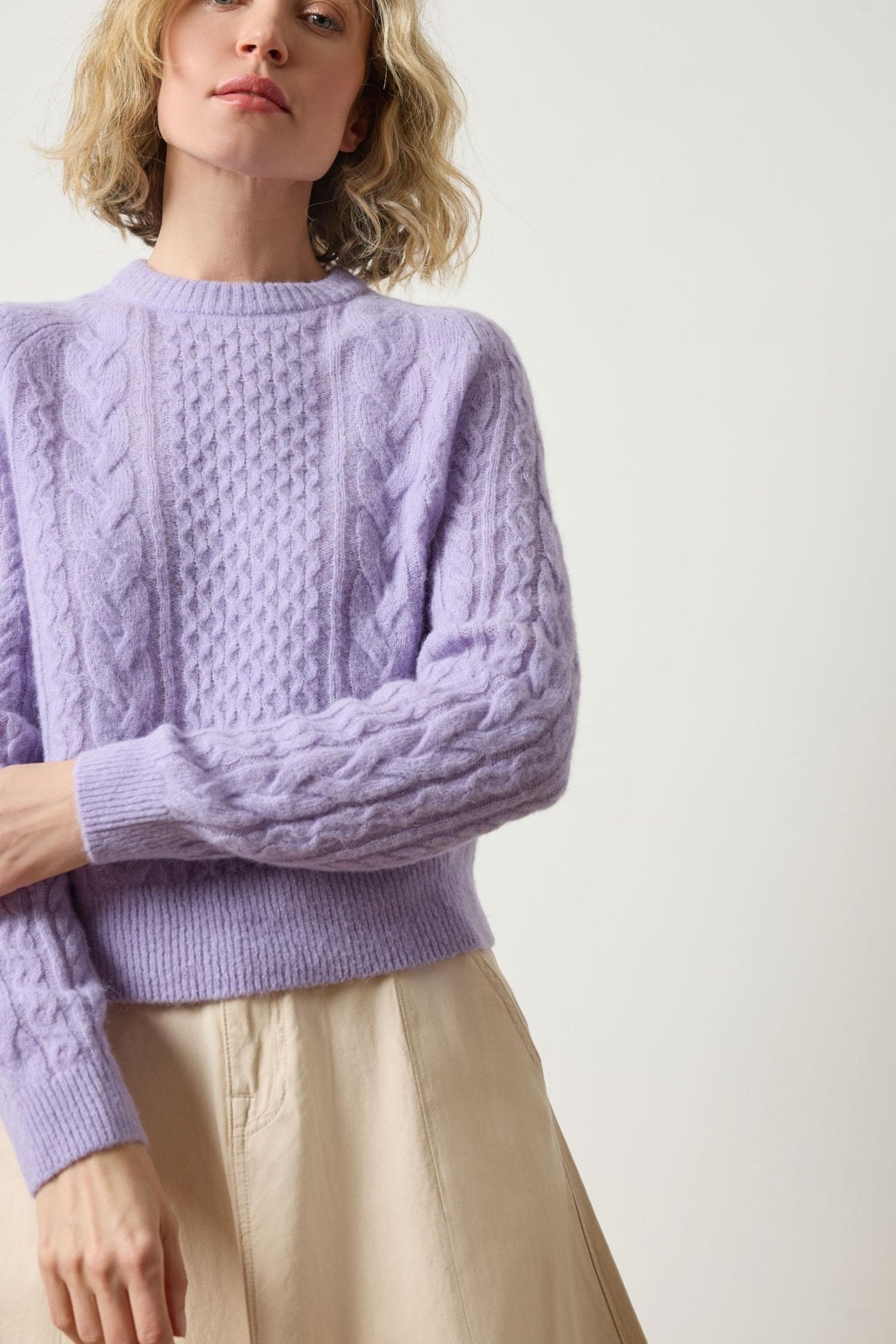 Mixed Stitch Pullover Sweater - Lilla P - COLOR GAME