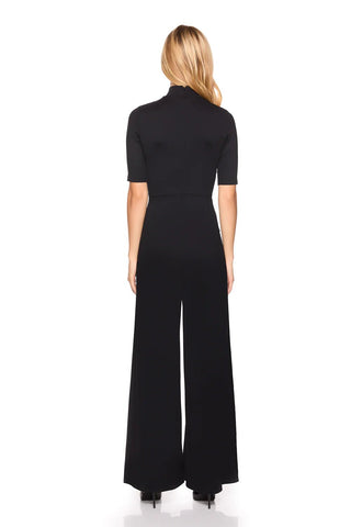 Mock Neck Short Sleeve Jumpsuit Black - Susana Monaco - COLOR GAME