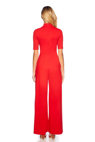 Mock Neck Short Sleeve Jumpsuit Perfect Red - Susana Monaco - COLOR GAME