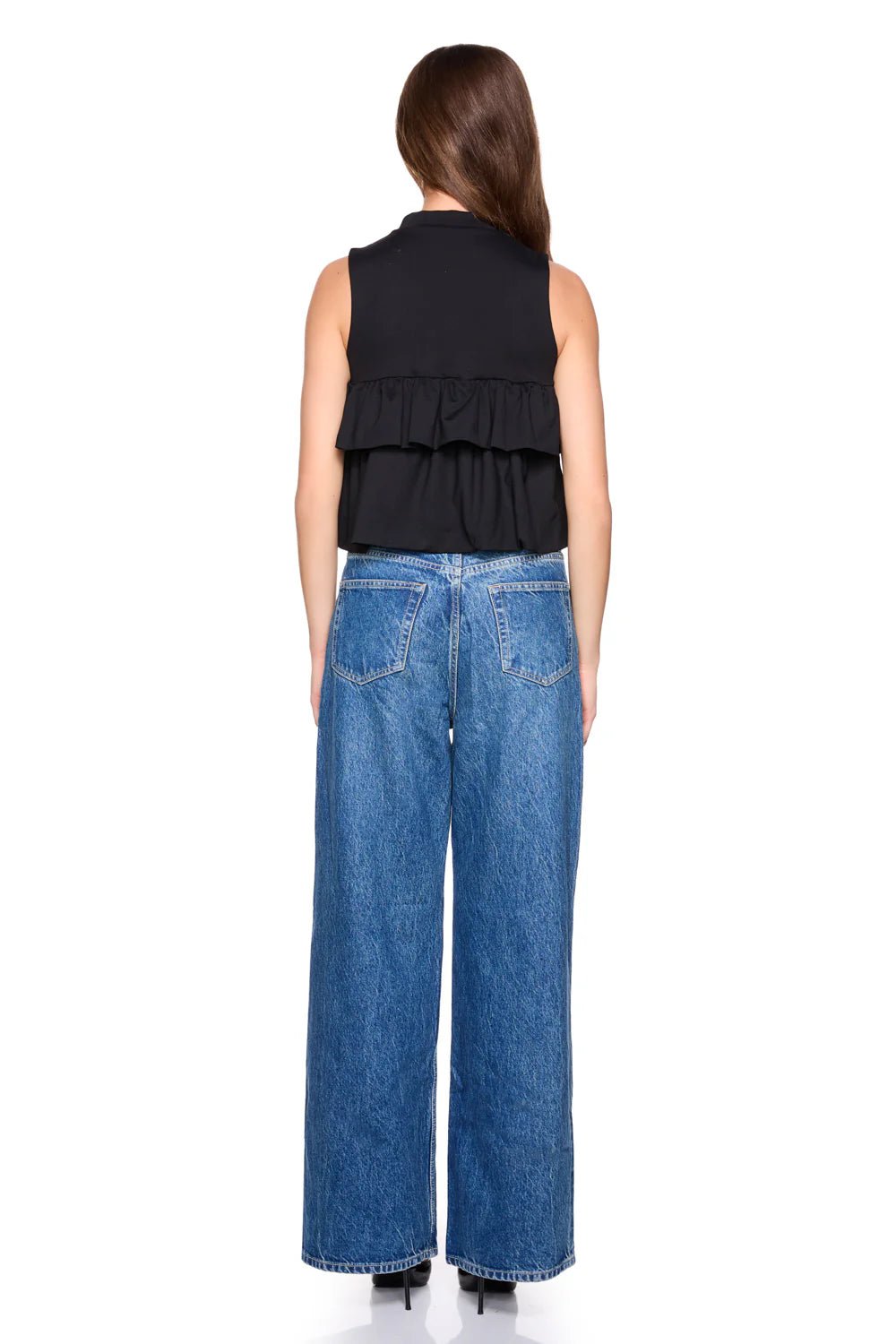 Mock Neck Tiered Top Black - Susana Monaco - COLOR GAME