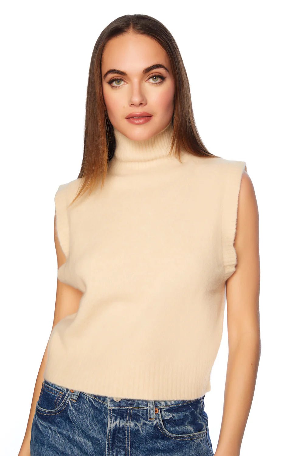 Mock Sleeveless Sweater Belgian Creme - Susana Monaco - COLOR GAME