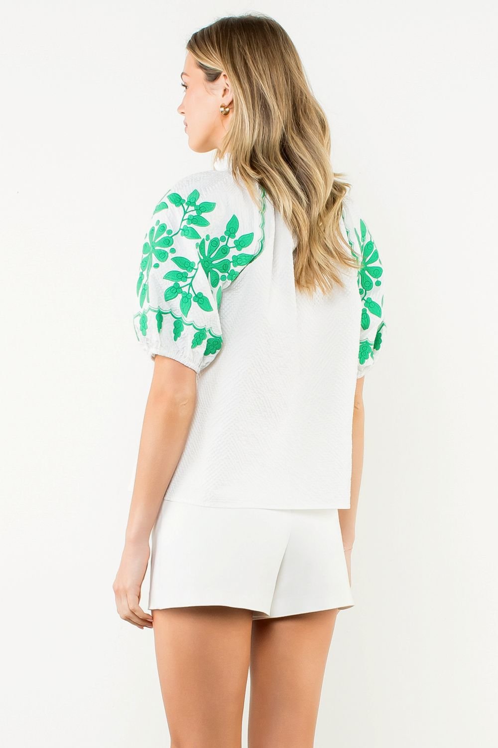Morgan Green Embroidered Top - FINAL SALE - THML - COLOR GAME