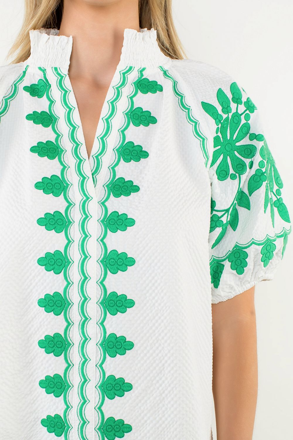 Morgan Green Embroidered Top - FINAL SALE - THML - COLOR GAME