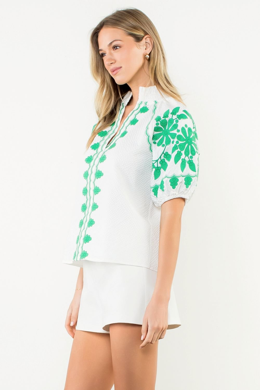 Morgan Green Embroidered Top - FINAL SALE - THML - COLOR GAME