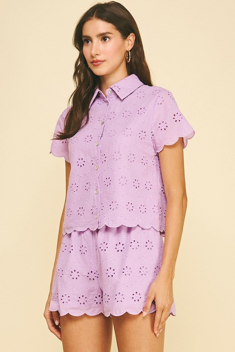 Murphy Eyelet Shirt Lavender - Pinch - COLOR GAME