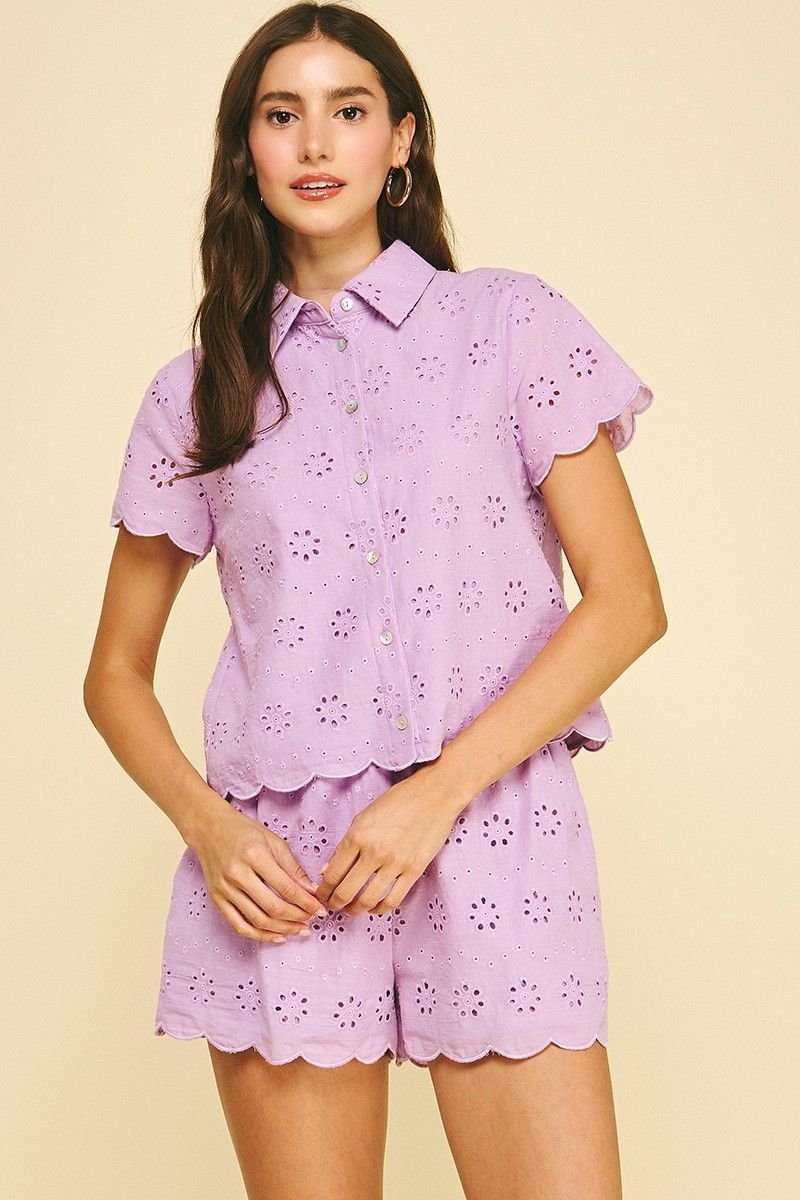 Murphy Eyelet Shirt Lavender - Pinch - COLOR GAME