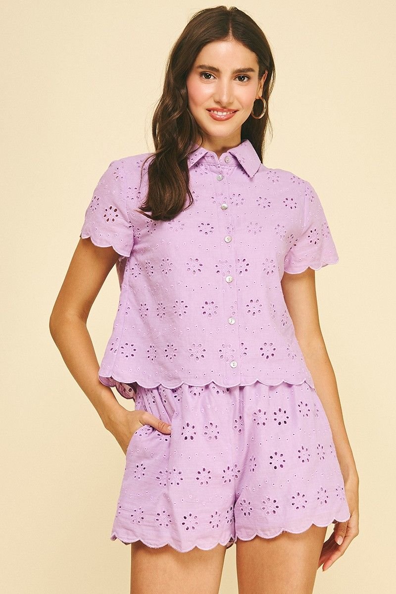 Murphy Eyelet Shirt Lavender - Pinch - COLOR GAME