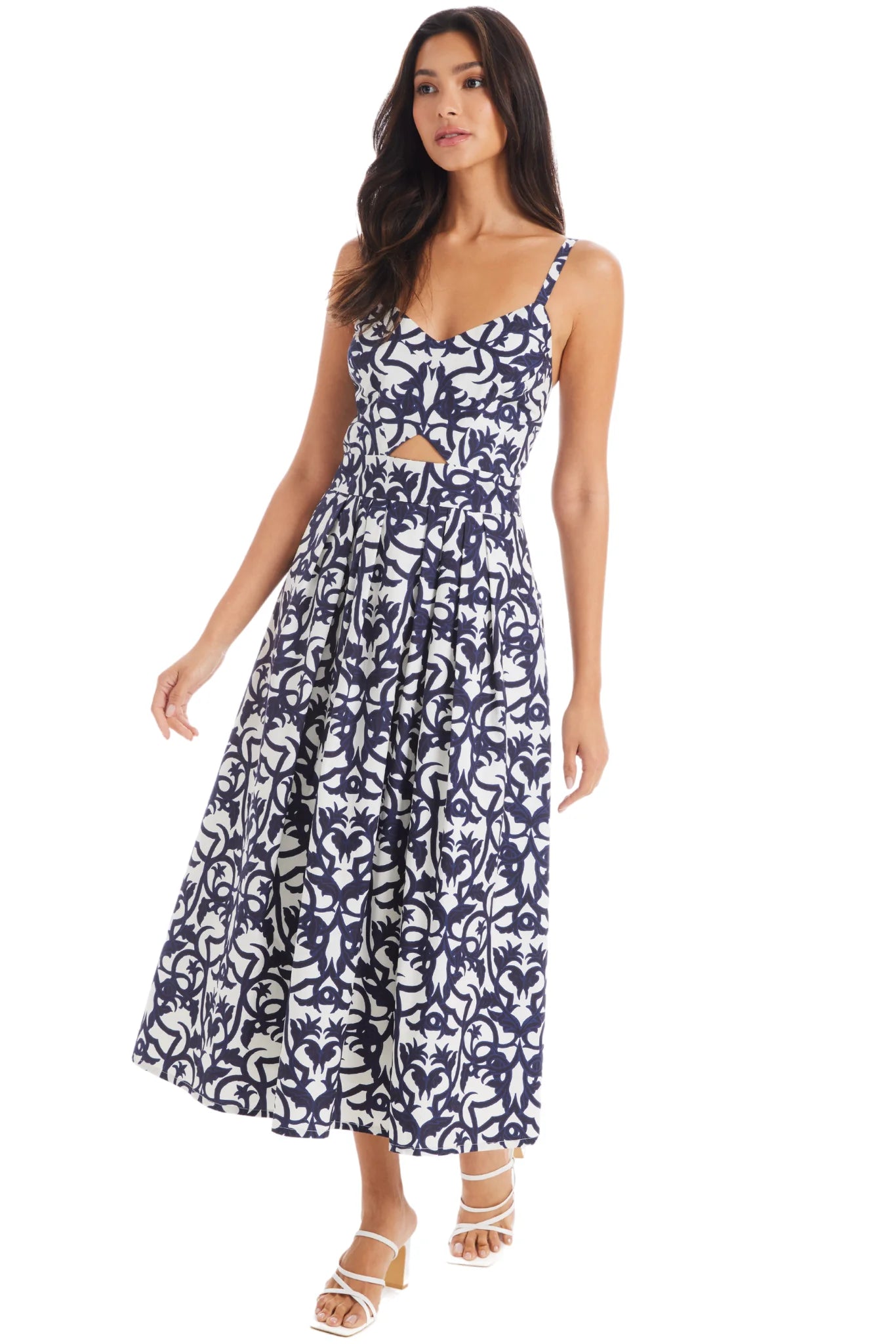 Natalie Damask Print Midi Dress - Allison New York - COLOR GAME