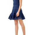 Navy Plunging Neck Lace Trim Dress - Endless Rose - COLOR GAME