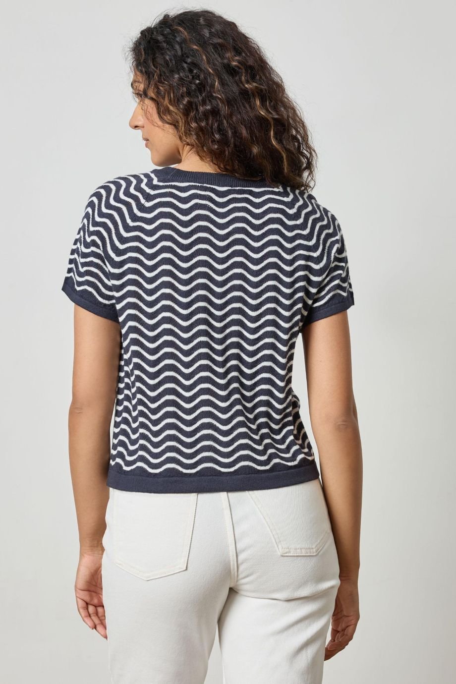 Navy Wave Stitch Sweater - Lilla P - COLOR GAME