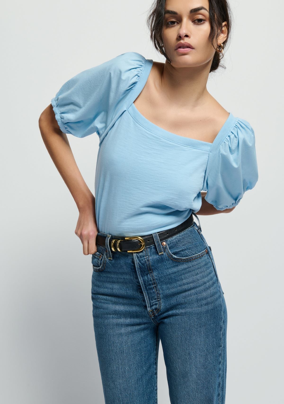 Naya Puff Sleeve Top Powder Blue - Nation LTD - COLOR GAME