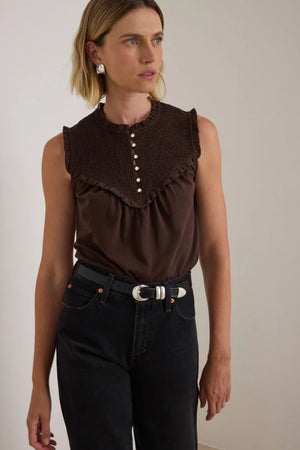 Nelly Smocked Top Cocoa - Nation Los Angeles - COLOR GAME