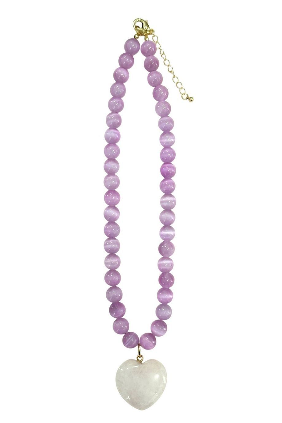 Nereyda Lilac Beaded Necklace + Heart Charm - Gemelli - COLOR GAME