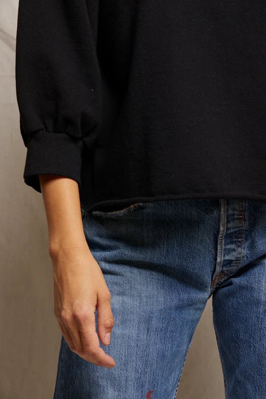 Niall 3/4 Sleeve Sweatshirt True Black - perfectwhitetee - COLOR GAME