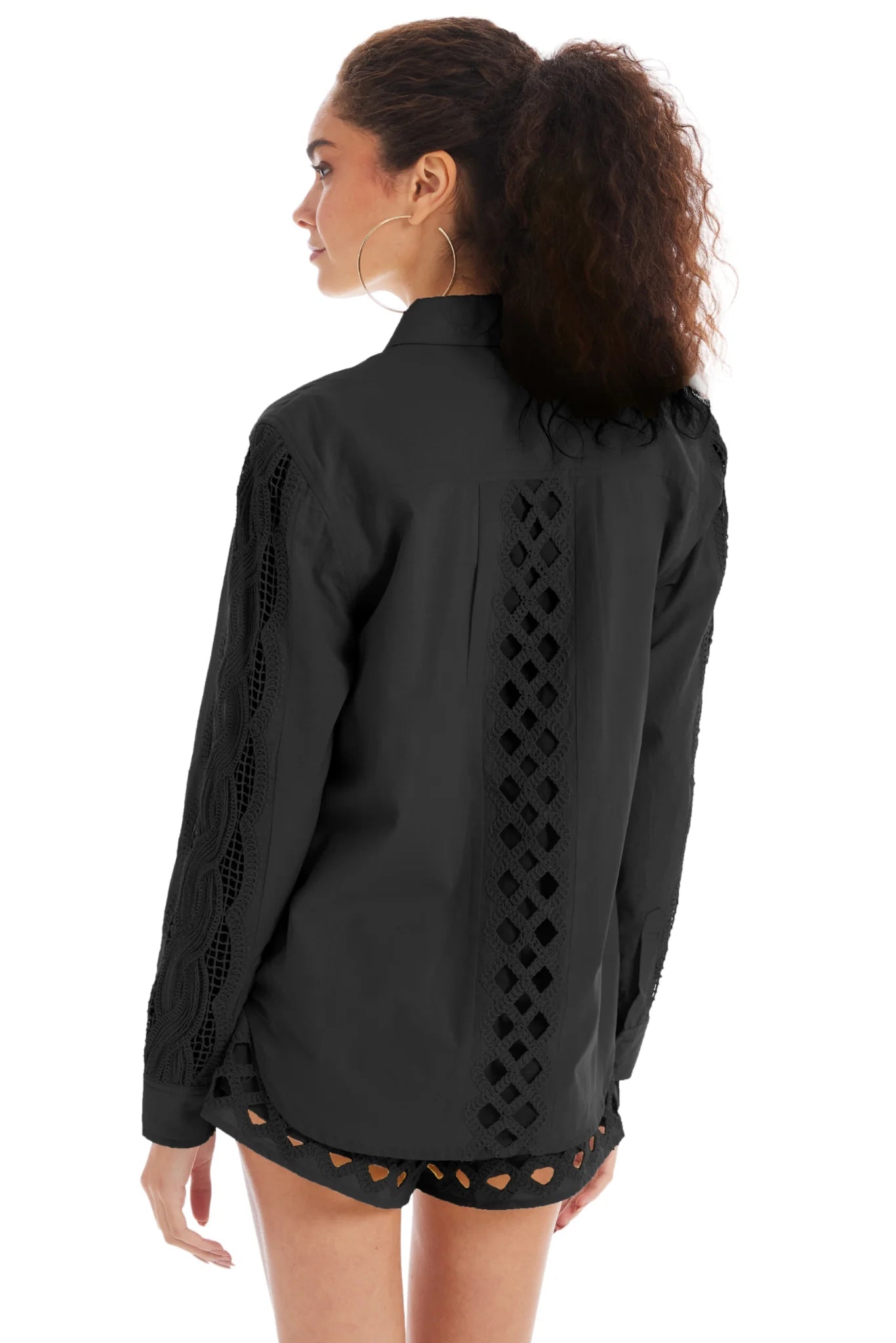 Nina Black Eyelet Shirt - Allison New York - COLOR GAME