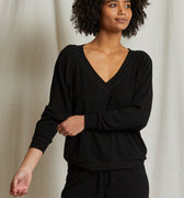 O'Connor Boucle V - Neck Sweatshirt True Black - perfectwhitetee - COLOR GAME