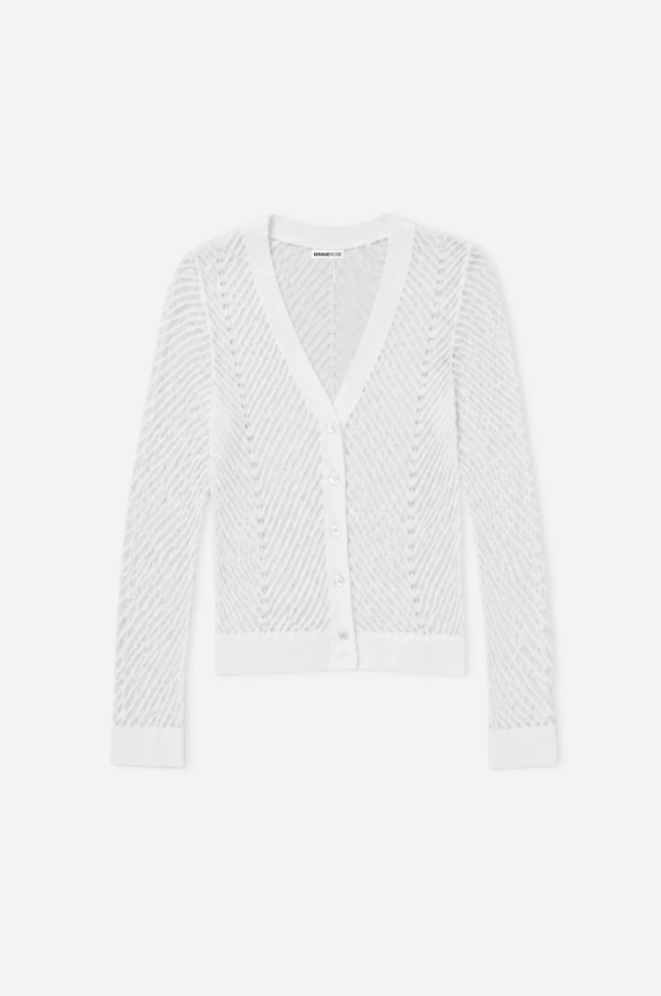 Open Pointelle Cropped Cardigan Starch - Minnie Rose - COLOR GAME