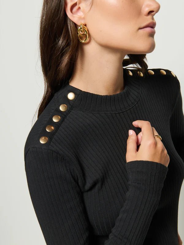 Palmer Ribbed Dress Jet Black - Nation LTD - COLOR GAME