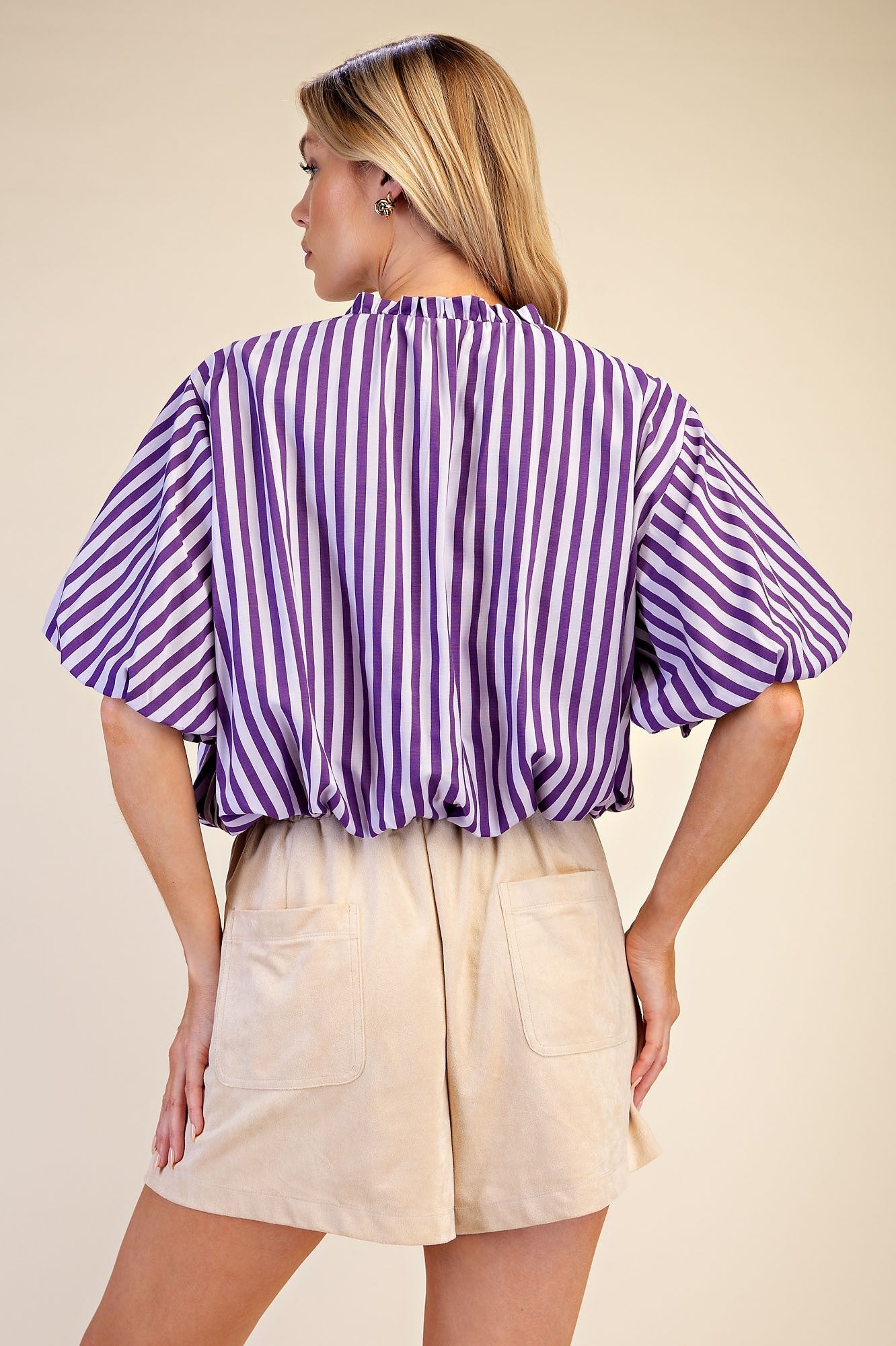 Paola Purple Stripe Tassel Tie Top - Color Game - COLOR GAME